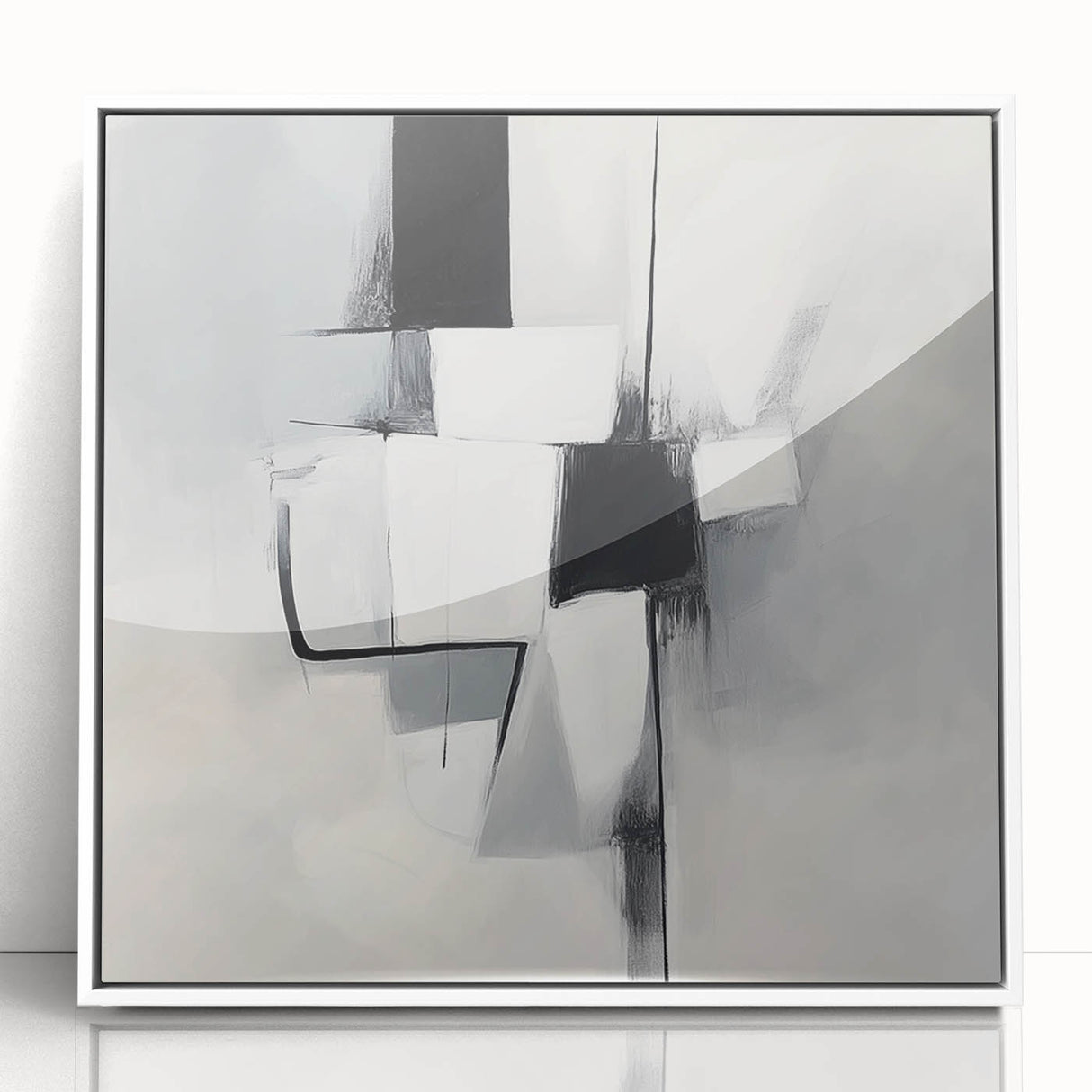 Geometric Abstract Wall Decor – Modern Black & White Canvas Design
