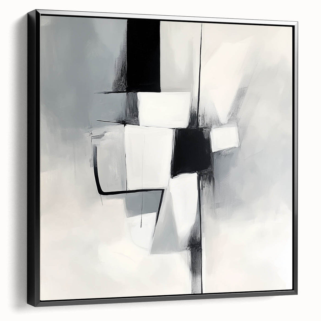 Geometric Abstract Wall Decor – Modern Black & White Canvas Design