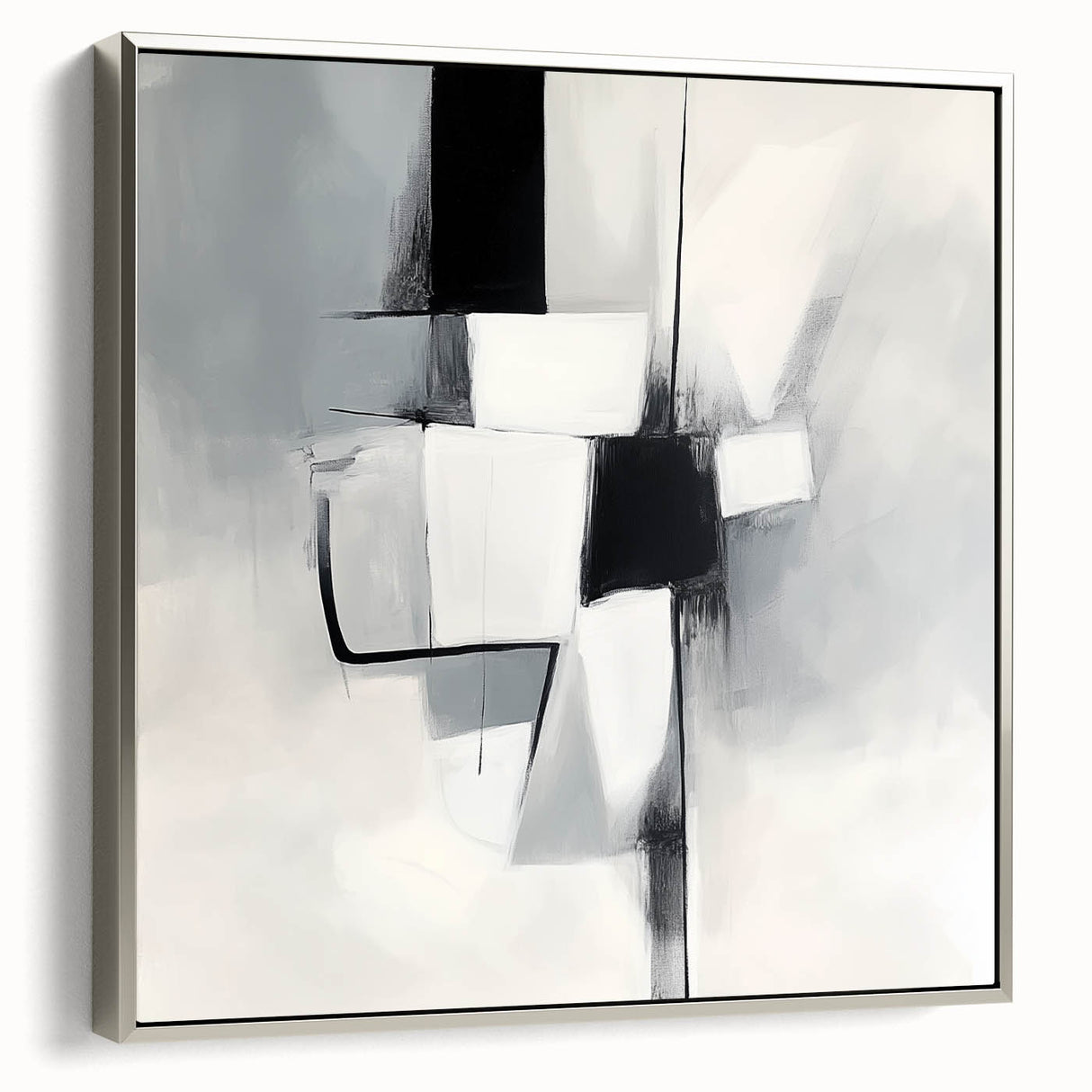 Geometric Abstract Wall Decor – Modern Black & White Canvas Design