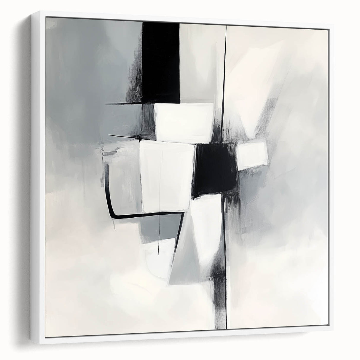 Geometric Abstract Wall Decor – Modern Black & White Canvas Design