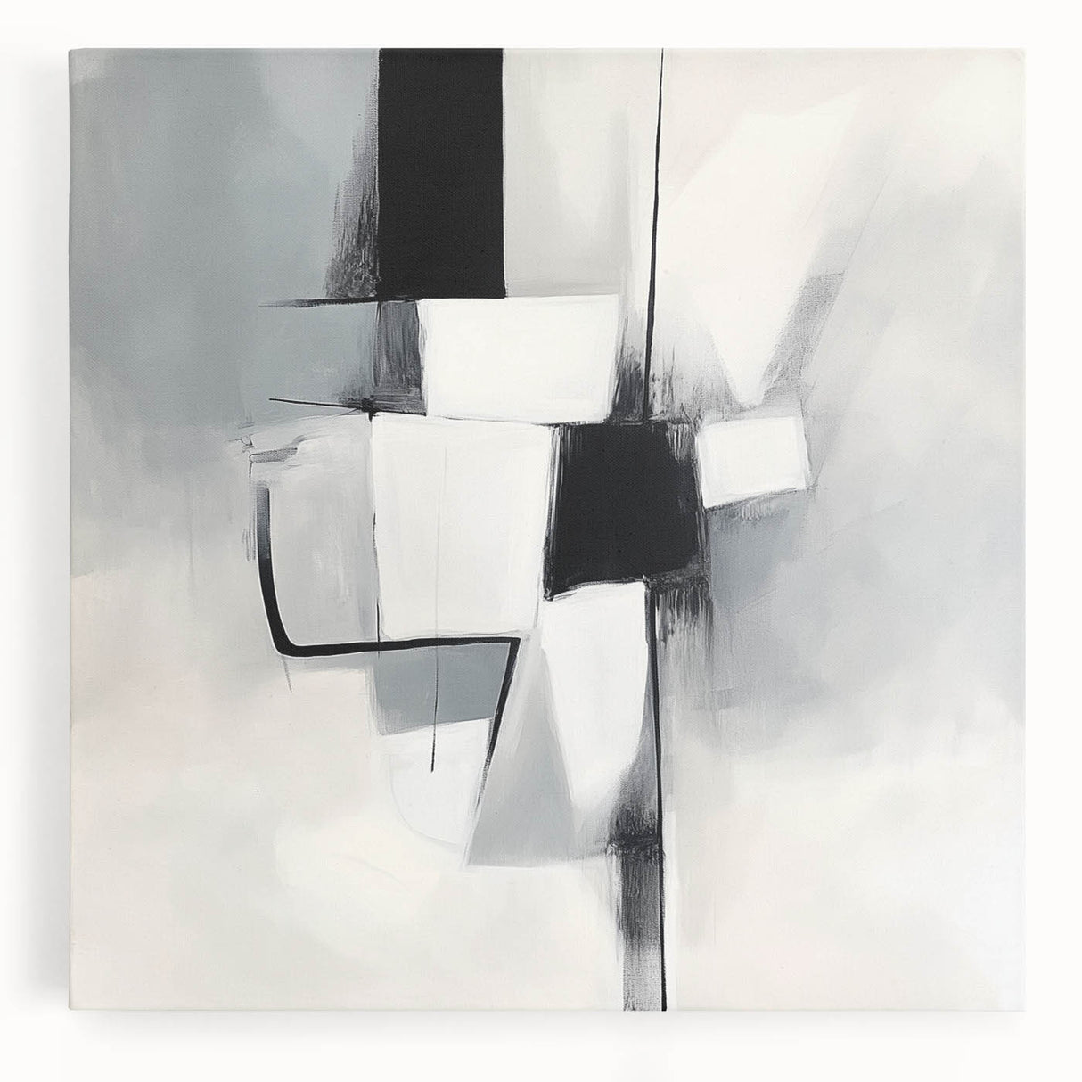 Geometric Abstract Wall Decor – Modern Black & White Canvas Design