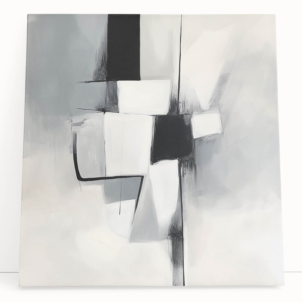 Geometric Abstract Wall Decor – Modern Black & White Canvas Design