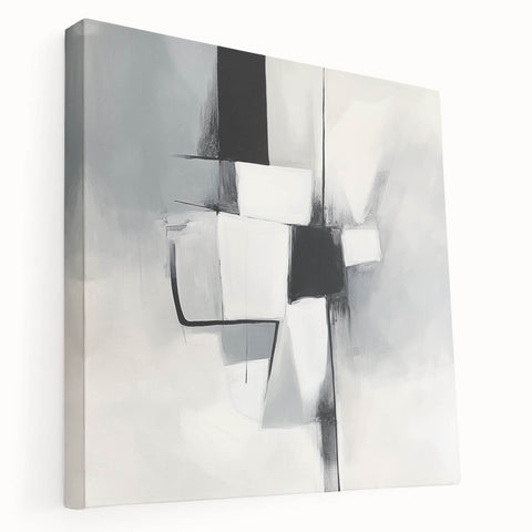 Geometric Abstract Wall Decor – Modern Black & White Canvas Design