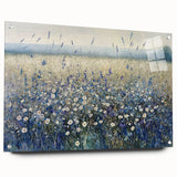 Abstract floral acrylic glass artwork displayed from a side view, showcasing vibrant colors and intricate designs, secured with decorative pins for added style.