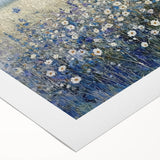 Abstract floral design on rolled canvas showcasing vibrant colors and intricate patterns, ideal for home decor. Packaged securely in a sturdy tube for protection during transit.