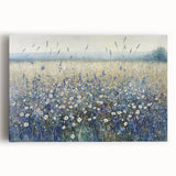 Vibrant abstract floral canvas artwork showcasing bold colors of blue, pink, and green, perfect for modern home decor, adding a touch of elegance and creativity.