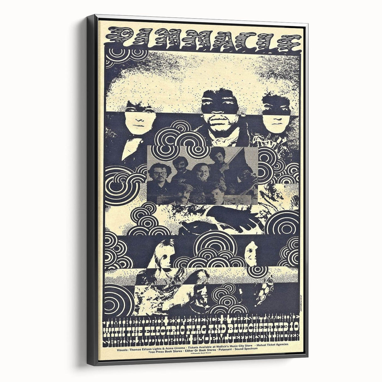 Pinnacle 1968 Concert Poster - Electric Flag & Blue Cheer