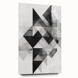 Abstract minimalist wall art design displayed in a sleek acrylic glass frame, showcasing a modern aesthetic with soft color tones, ideal for contemporary decor.