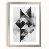 Abstract minimalist wall art framed in silver, featuring a sleek design that enhances modern decor. The mat adds depth, perfect for contemporary living spaces.