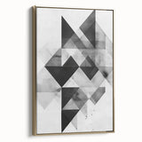 Framed abstract minimalist wall art in gold tones displayed from the side, showcasing its sleek design and elegant finish, perfect for modern home decor.
