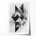 Abstract minimalist wall art print showcasing soft pastel colors and geometric shapes, elegantly rolled for easy display and shipping, ideal for modern home decor.