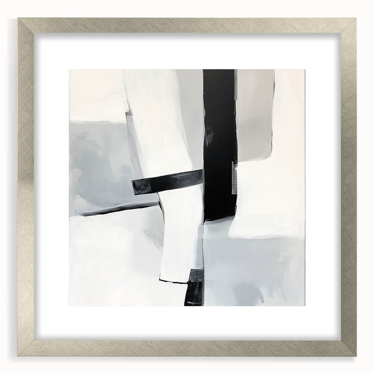 Large Abstract Wall Art – Bold Black & White Vertical Canvas Print
