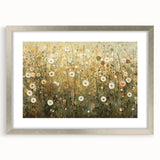 Abstract floral design framed in silver with a mat, showcasing vibrant colors and intricate patterns, ideal for contemporary home decor. Perfect for enhancing any living space with a touch of elegance and artistry.