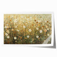 Vibrant abstract floral print on rolled canvas showcasing intricate patterns in shades of pink, blue, and green, ideal for modern home decor.