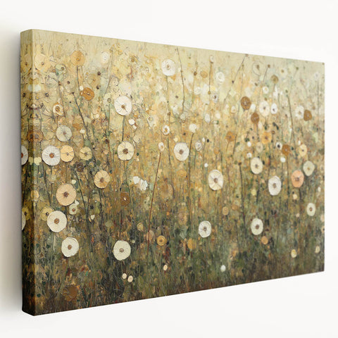 Abstract floral stretched canvas artwork showcasing vibrant colors and intricate patterns, displayed in a side view to highlight its depth and texture. Perfect for home decor enthusiasts seeking modern art pieces that elevate interior aesthetics.