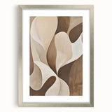 Minimalist abstract wall art framed in silver with a white mat, showcasing geometric shapes and soft color gradients, perfect for modern home decor.