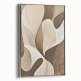 Framed minimalist wall art featuring an abstract design with silver accents, displayed from a side angle against a neutral background, ideal for modern decor.