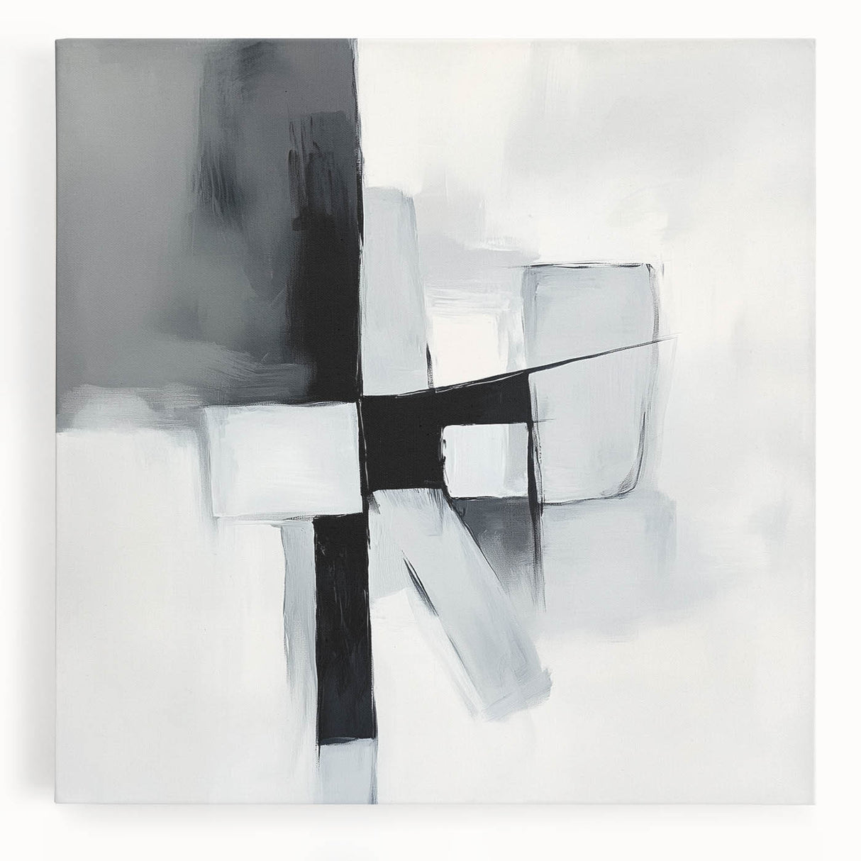 Colorful Abstract Wall Art – Black & Gray Modern Canvas Composition
