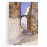 Romanticism Art: Street in Tangier by Sargent - Exotic Scenic Canvas
