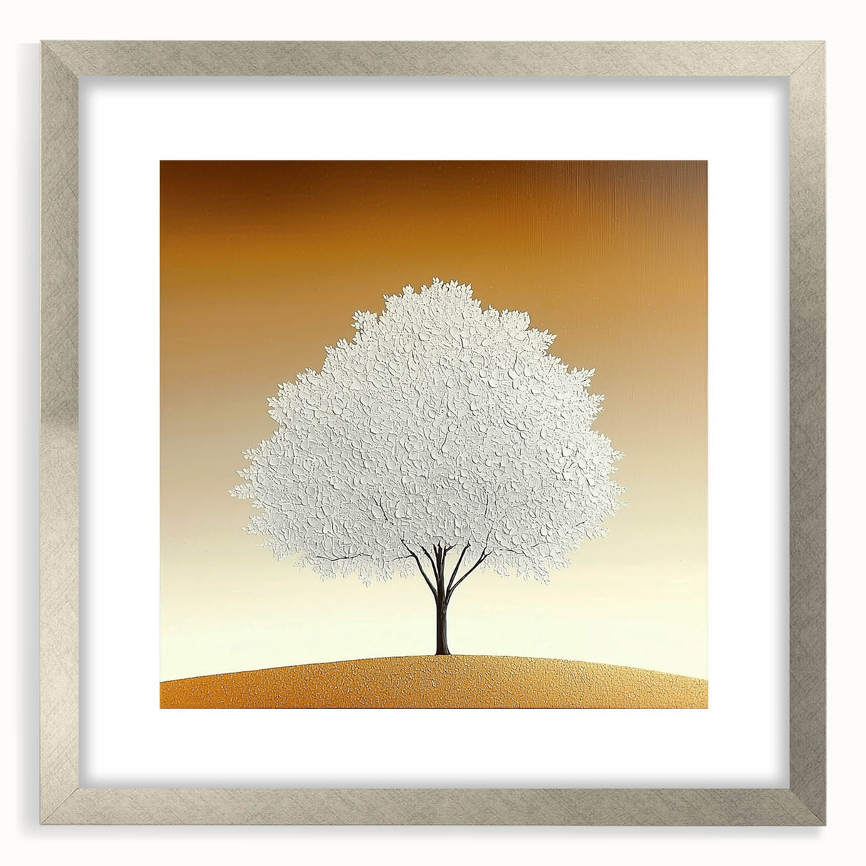 Elegant silver-framed abstract floral artwork featuring intricate designs and a mat, ideal for modern home decor. Perfect for enhancing living spaces with a touch of sophistication.