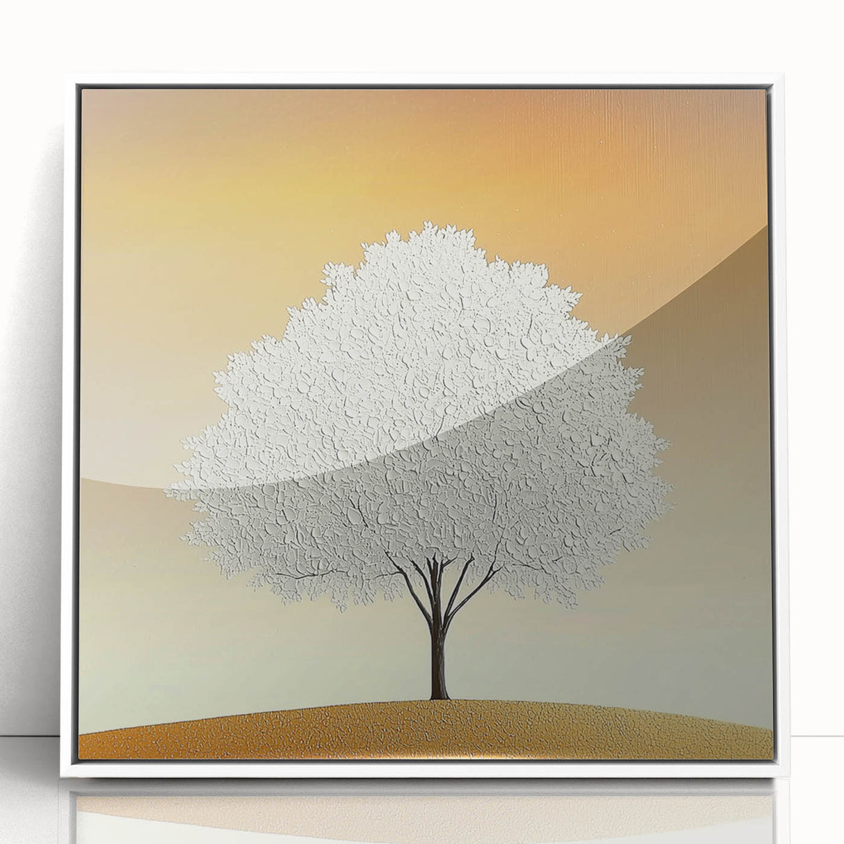 Framed acrylic artwork showcasing an abstract floral design with vibrant colors and intricate patterns, elegantly displayed against a white background.