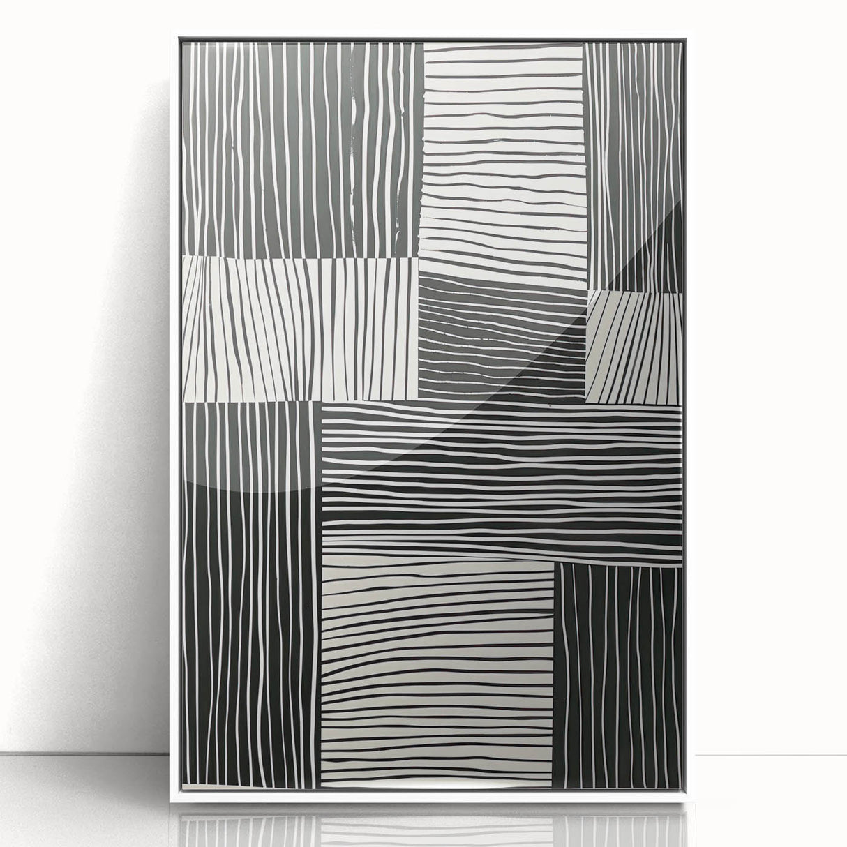 Framed minimalist wall art featuring an abstract design with soft beige and white colors, showcasing a contemporary aesthetic ideal for modern home decor.