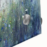 Close-up of vibrant abstract floral acrylic art on glass, showcasing intricate patterns and rich colors in a contemporary design, perfect for modern decor.