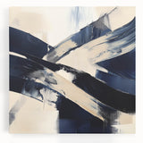 Contemporary Abstract Canvas – Navy Brushstroke Modern Wall Art