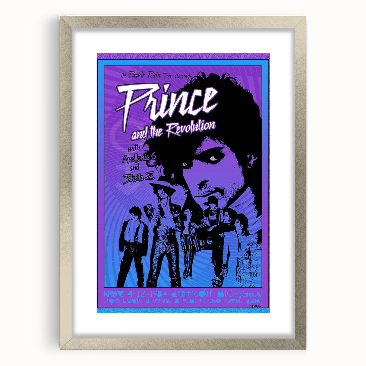 Prince Purple Rain Tour 1984 Detroit Concert Poster