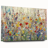 Abstract floral acrylic artwork displayed in a sleek glass frame, showcasing vibrant colors and intricate patterns, perfect for modern home decor.