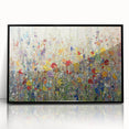 Framed acrylic artwork showcasing vibrant abstract floral designs in a sleek black frame, perfect for modern home decor, adding a touch of elegance to any room.