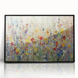 Framed acrylic artwork showcasing vibrant abstract floral designs in a sleek black frame, perfect for modern home decor, adding a touch of elegance to any room.