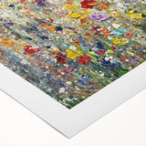 Abstract floral design on rolled canvas showcasing vibrant colors and intricate patterns, ideal for modern home decor, elegantly packaged in a protective tube.
