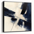 Geometric Abstract Wall Decor – Navy & Beige Angular Brush Canvas