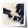 Geometric Abstract Wall Decor – Navy & Beige Angular Brush Canvas