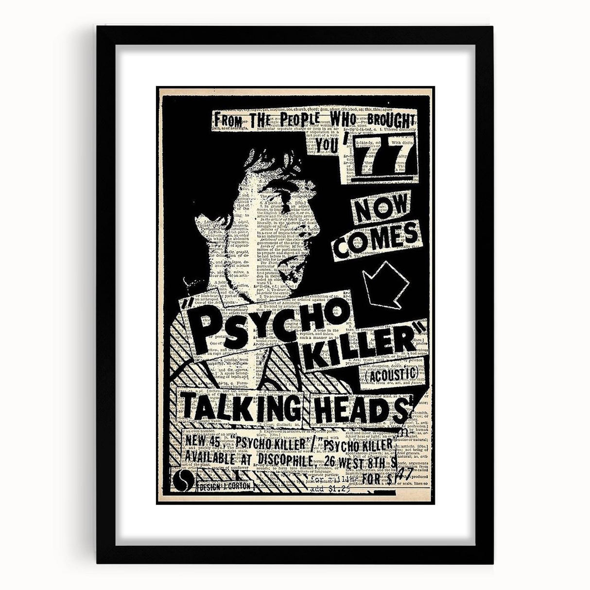 Talking Heads Psycho Killer Acoustic 1977 Concert Poster