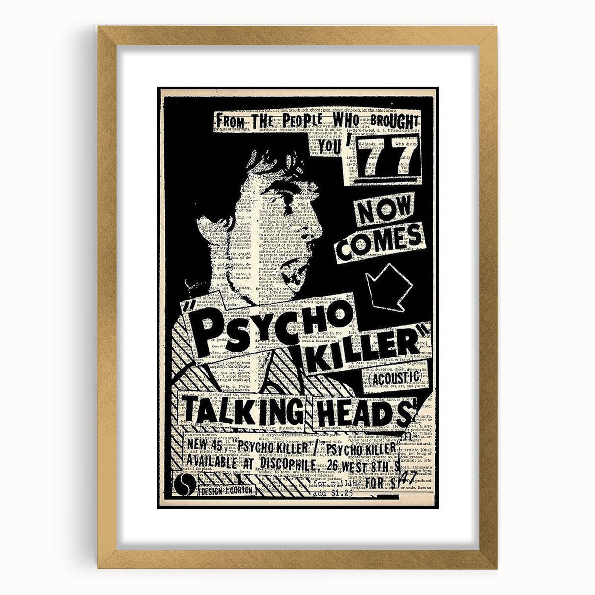 Talking Heads Psycho Killer Acoustic 1977 Concert Poster