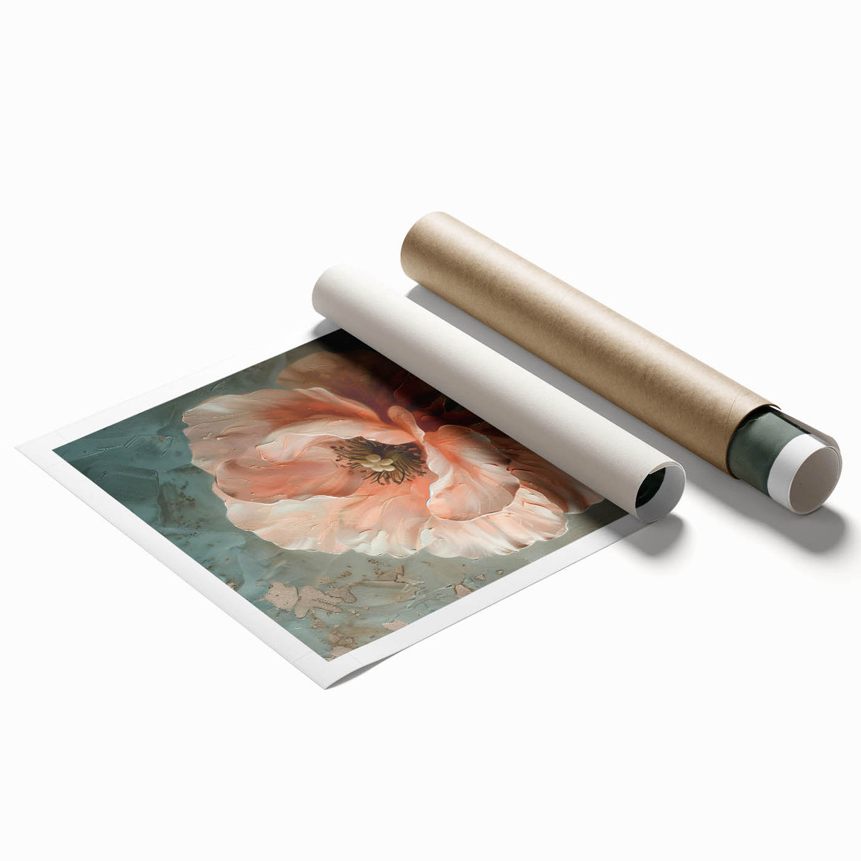 Elegant Peach Floral Wall Art - Modern Canvas for Living Room Décor