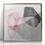 Large Abstract Wall Art – Soft Pink, Black & Gray Overlap Canvas