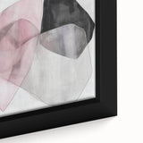 Large Abstract Wall Art – Soft Pink, Black & Gray Overlap Canvas