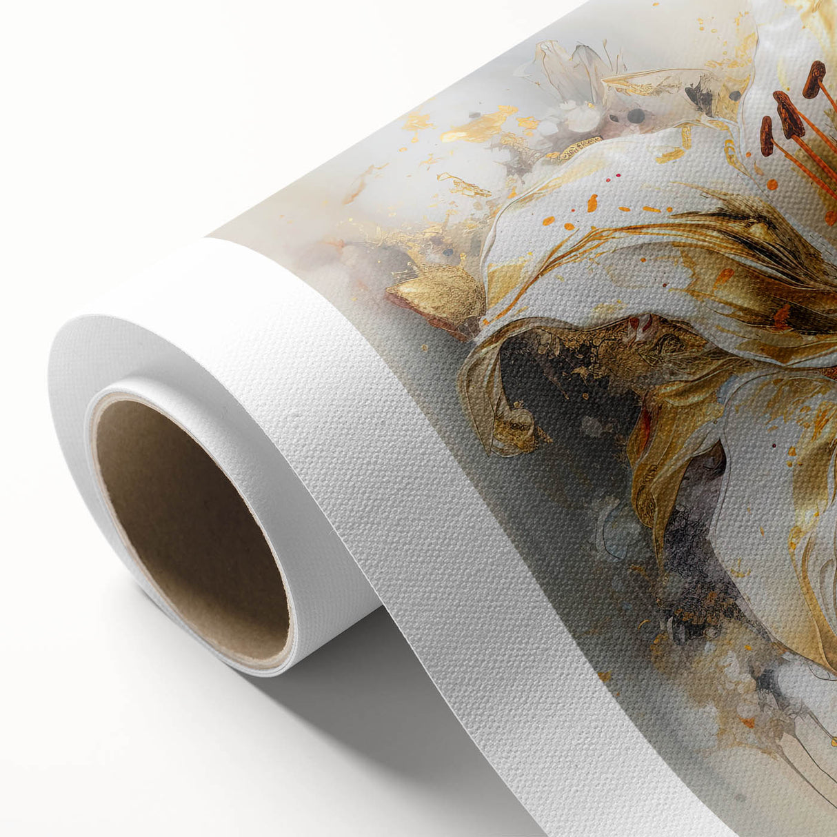 Golden Lily Wall Art – Elegant Floral Canvas for Living Room