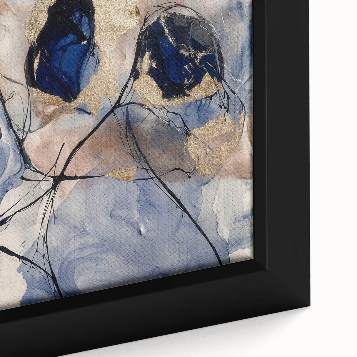 Luxury Office Wall Art - Navy Gold & Blush Abstract Canvas