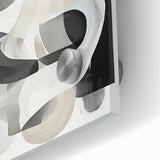 Close-up of a vibrant abstract geometric design on acrylic glass, featuring bold colors and sharp angles, ideal for modern home decor or artistic displays.