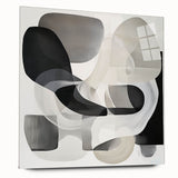 Abstract geometric acrylic glass art piece showcasing vibrant colors and intricate shapes, viewed from the side, ideal for modern home decor or artistic displays.