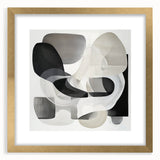 Abstract geometric frame showcasing a modern design in gold, featuring a sleek mat and clean lines, ideal for contemporary home decor or artwork display.