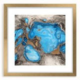 Abstract gold splatter frame with a white mat, showcasing a modern art design. Ideal for contemporary home decor, adding elegance to any space.