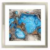Abstract splatter frame in silver featuring a mat, showcasing a modern art design with vibrant colors and dynamic patterns, ideal for contemporary decor.