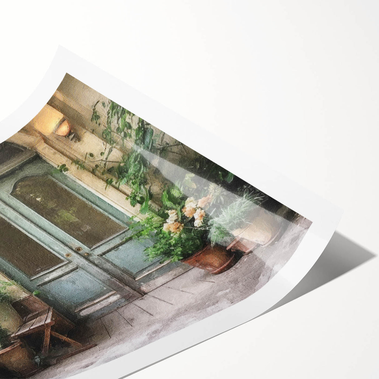 Extra large wall art featuring line art flowers on a rolled print, ideal for large living room decor.