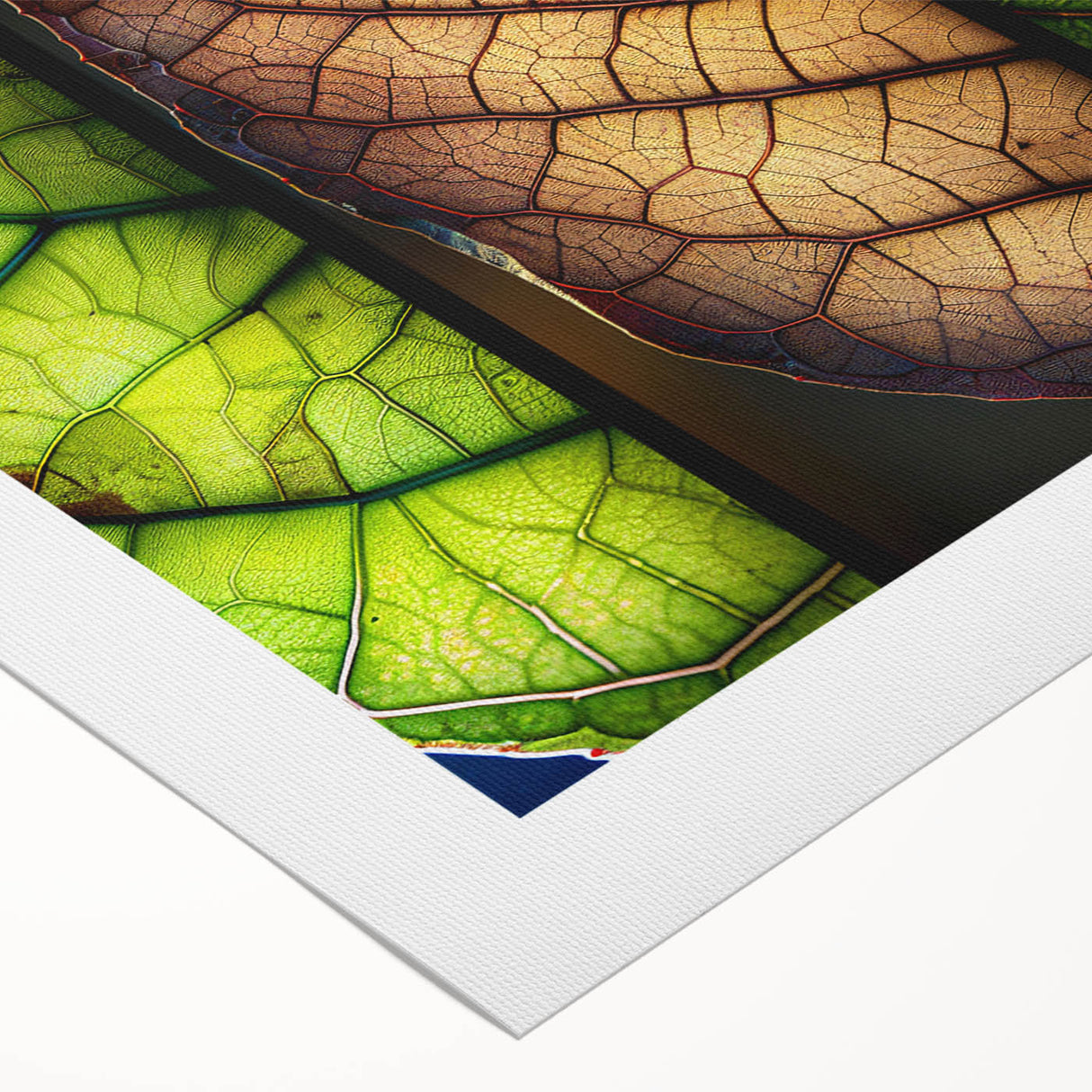 Rolled canvas wall art showcasing an intricate design of flowers and botanical leaves, featuring vibrant colors on a textured surface, ideal for home decor.