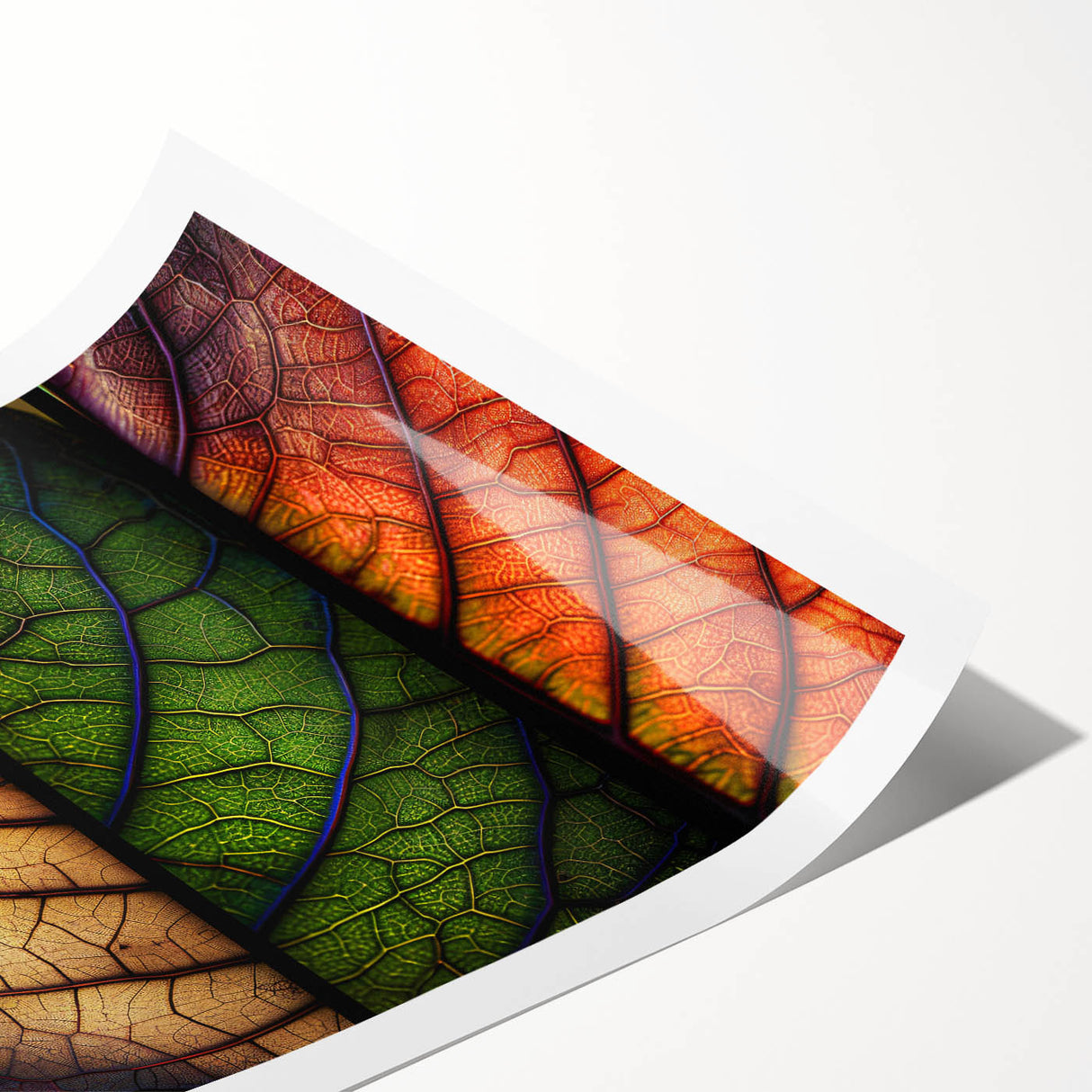 Vibrant rolled canvas print showcasing a floral and botanical wall art design with intricate leaves and blossoms, ideal for home decor, delivered in protective packaging.
